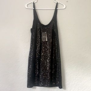 Black Sequin Armani Exchange Mini Dress NEW